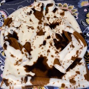 Western Cow Print Quarter Zip Filly Flair size med